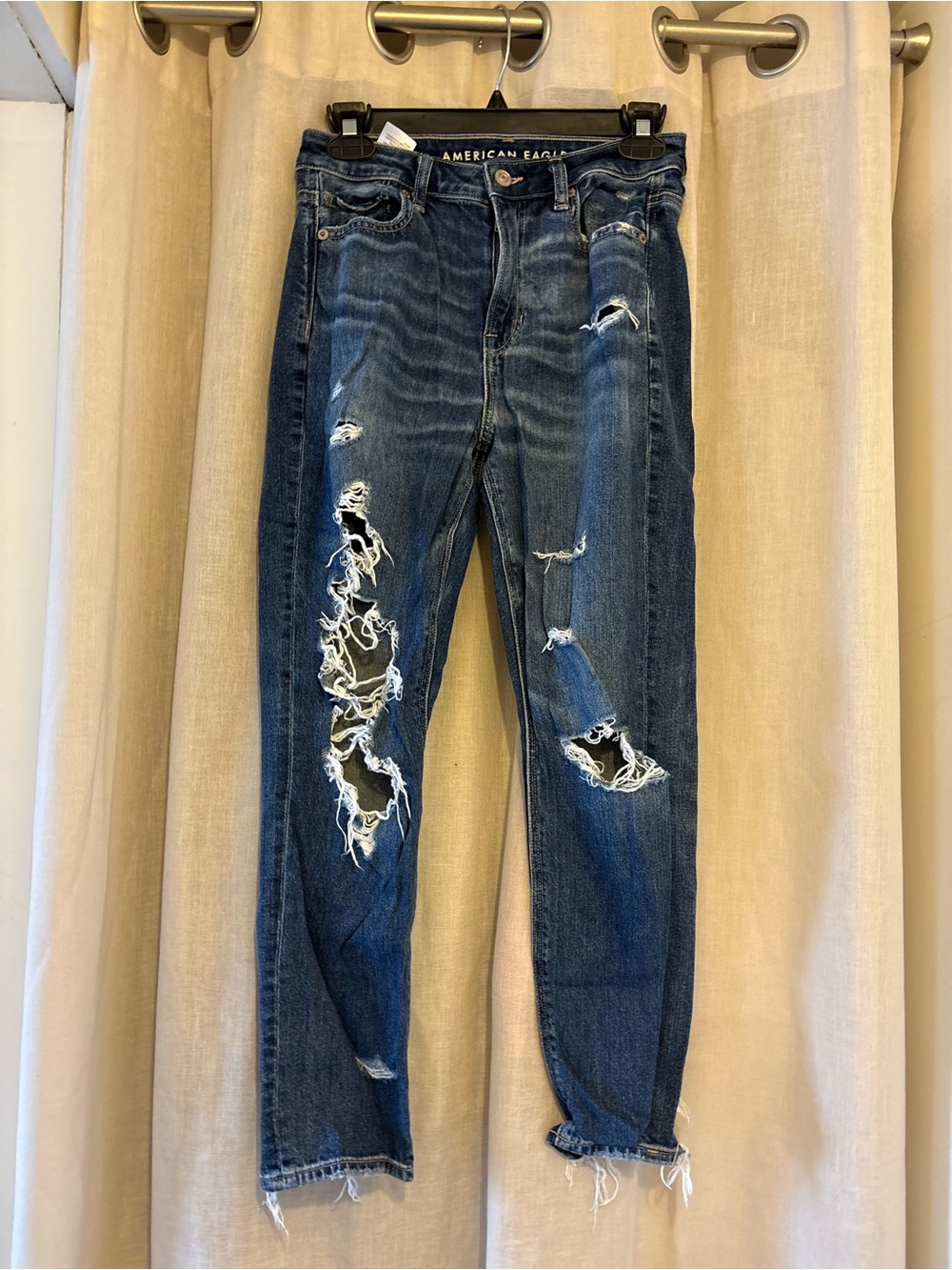 American Eagle Outfitters Distressed Dark Blue Boyfriend Jeans